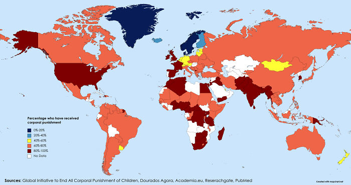 Percentage Of Children Who Have Received Corporal Punishment (At Home Or At School) At Some Point In Their Lives