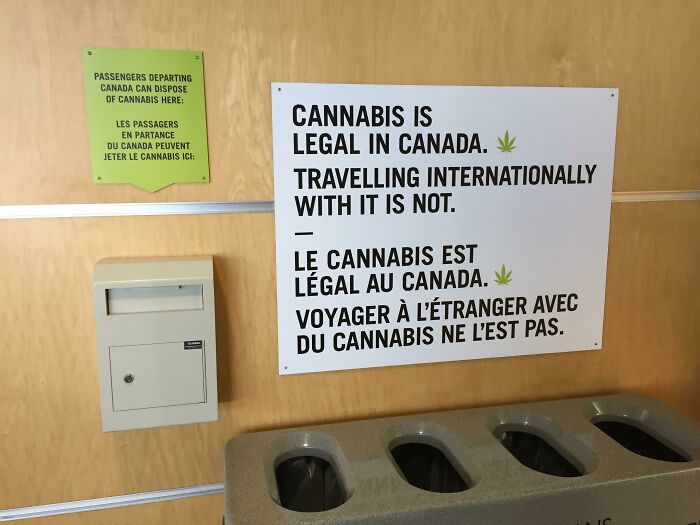 Cannabis Disposal Station At An Airport In Canada