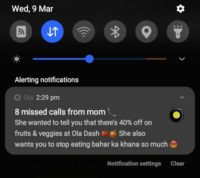Ola App Sending Fake Notification. For Peddling Their Services. 8 Missed Calls From Mom