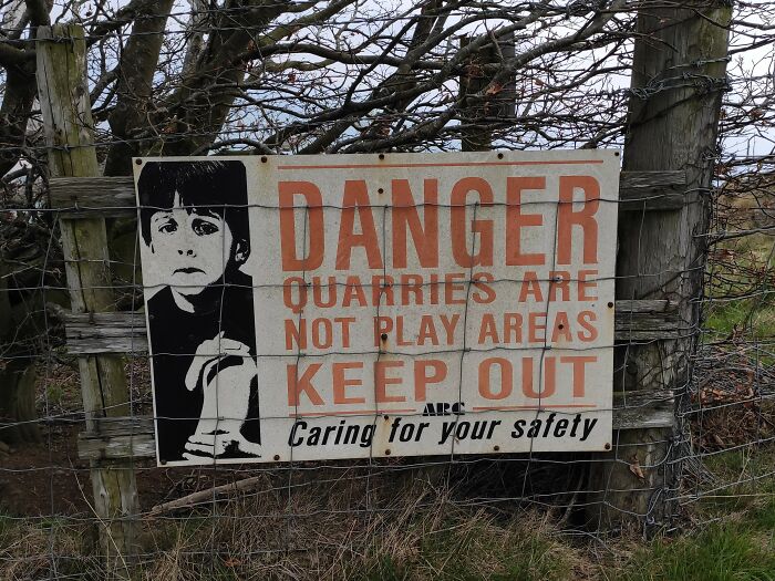 Mildly Scary Sign. Made All The Scarier By Presumably 70s/80s Artwork Of A Child
