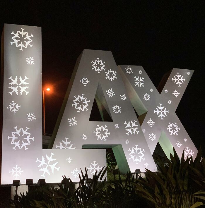 The Snowflakes On The Los Angeles International Airport (LAX) Sign Are Made Out Of Airplanes