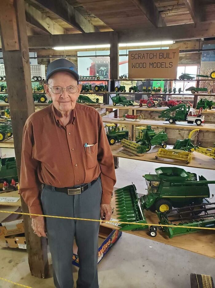 This Guy Made These All Out Of Wood. They Have Movable And Removable Parts. Zoom In N Look At The Work Put Into Them. The Combine Alone Took Him 260 Hours To Make