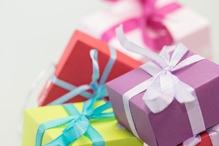Colorful wrapped gifts