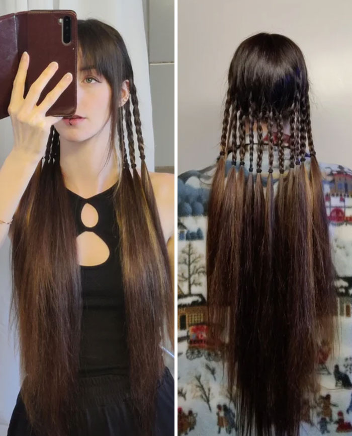 Fun And Easy Hairstyle For Long Hair, Made From 12 Braids