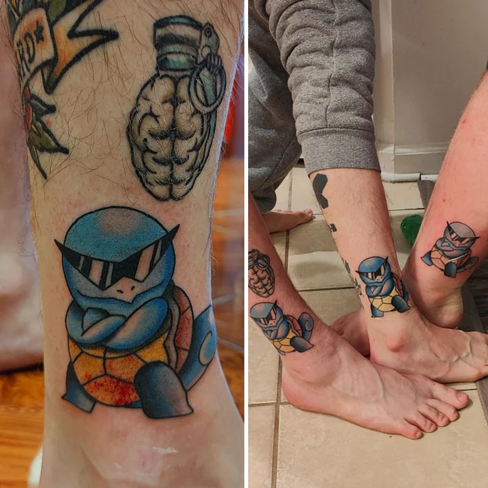 Decided To Get Matching Squirtle Squad Tattoos With The Homies. Done By David Cappella At Inksmith And Rogers In Jacksonville, Florida