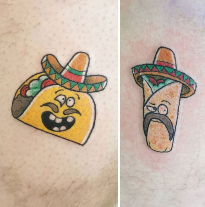 tatuagens de taco e burrito