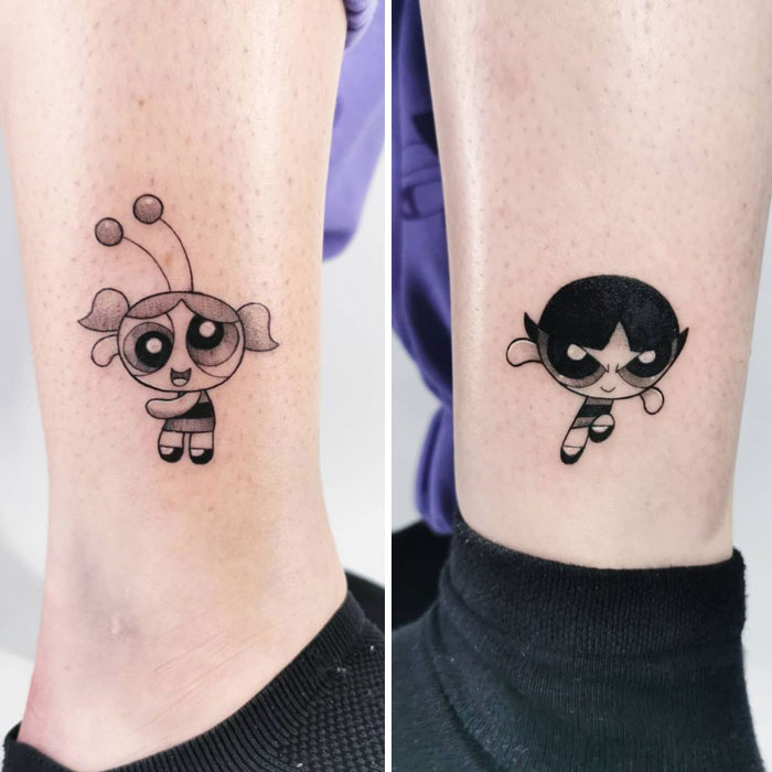 The Powerpuff Girls Best friend leg tattoos