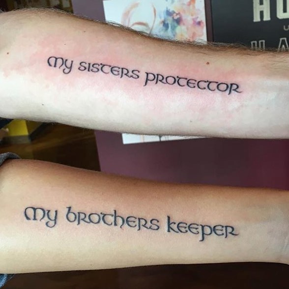 My sisters protector my brothers keeper Perfect brother sister   Sister  tattoos Brother sister tattoo Brother tattoos