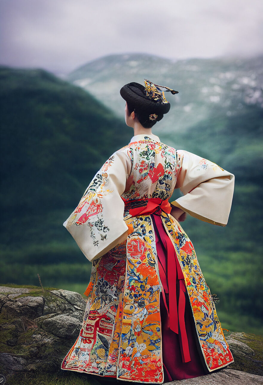 I Blend International Fashion Trends, And This Time Norway Meets Japan With A Traditional Bunad Combined With Kimono