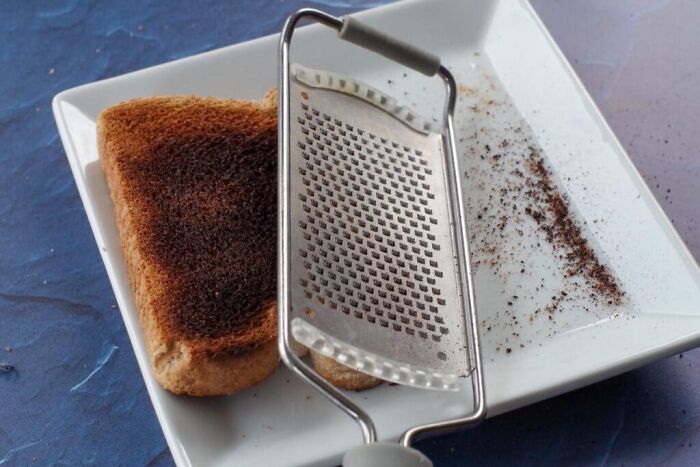 Use Microplane Grater Or Zester For Scraping The Burnt Part Off Overdone Toast