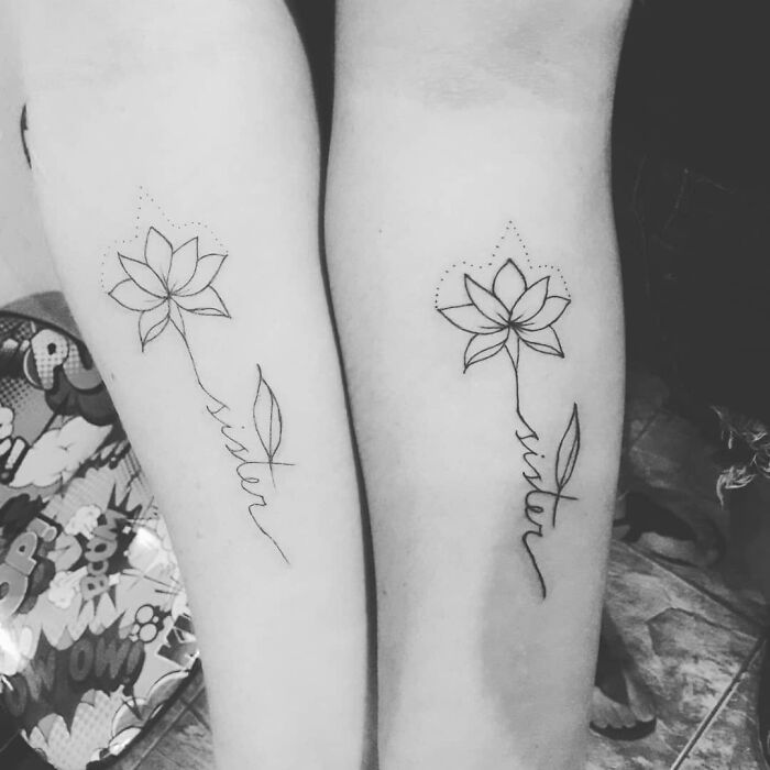 Sisters Tattoo Flowers