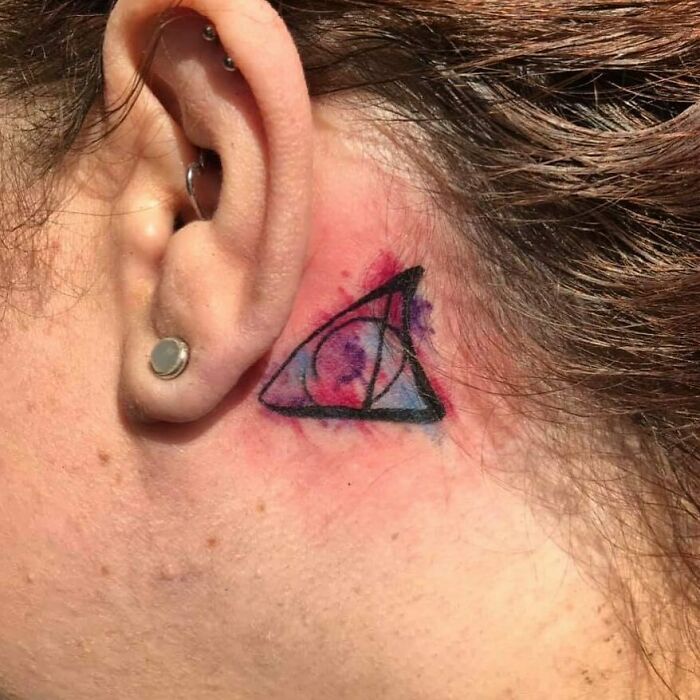 Deathly Hallows Water Colour Tattoo
