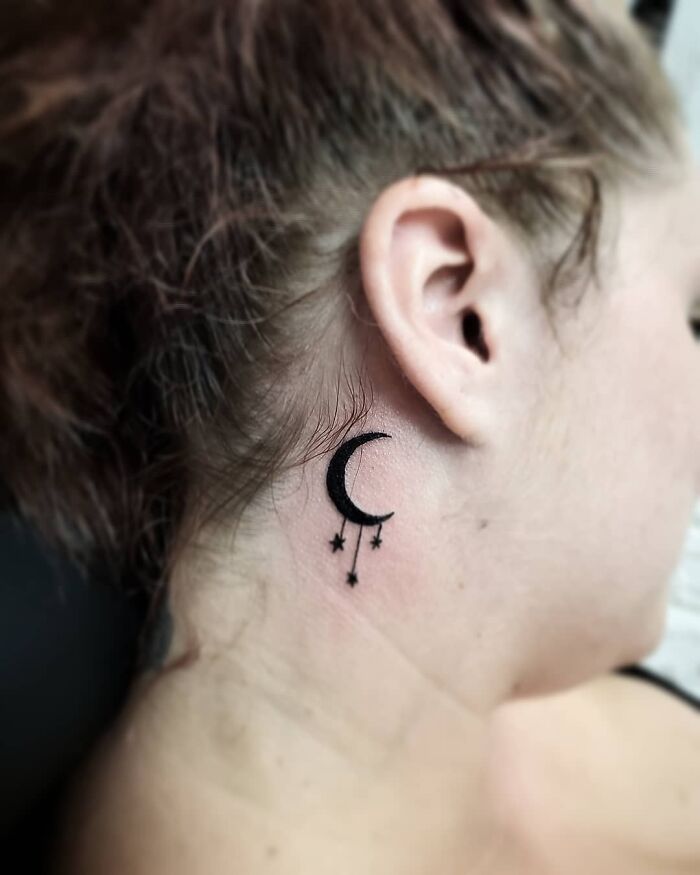 Moon With Hanging Stars Tattoo