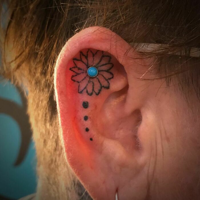 Flower And Dot Tattoo