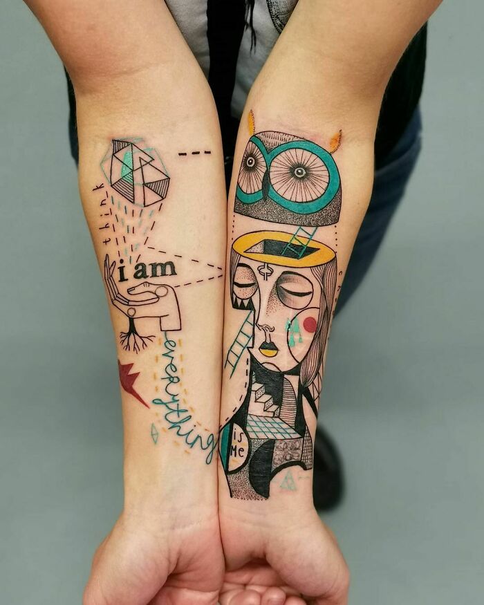 Tattoo uploaded by Mike Boyd • Landscape for Alfee. #mikeboydtattoos  #landscape #cubism #abstract #colourtattoo • Tattoodo