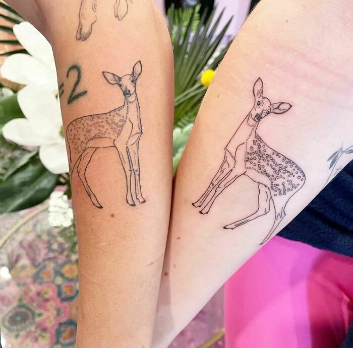 Cute Matching Little Deer Tattoos