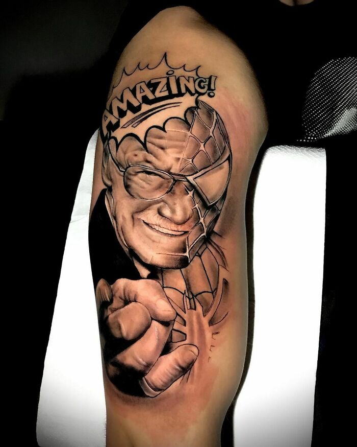 Stan Lee and Spiderman tattoo