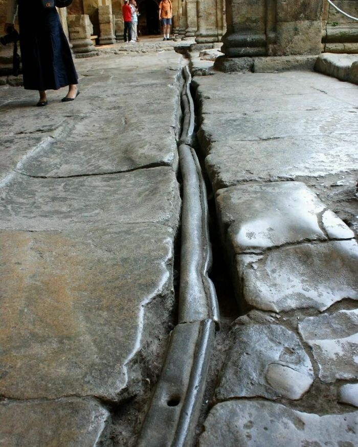 Ancient Roman Lead Pipes In Bath, England. Some Of Them Are Still In Use. 2000 Years Old