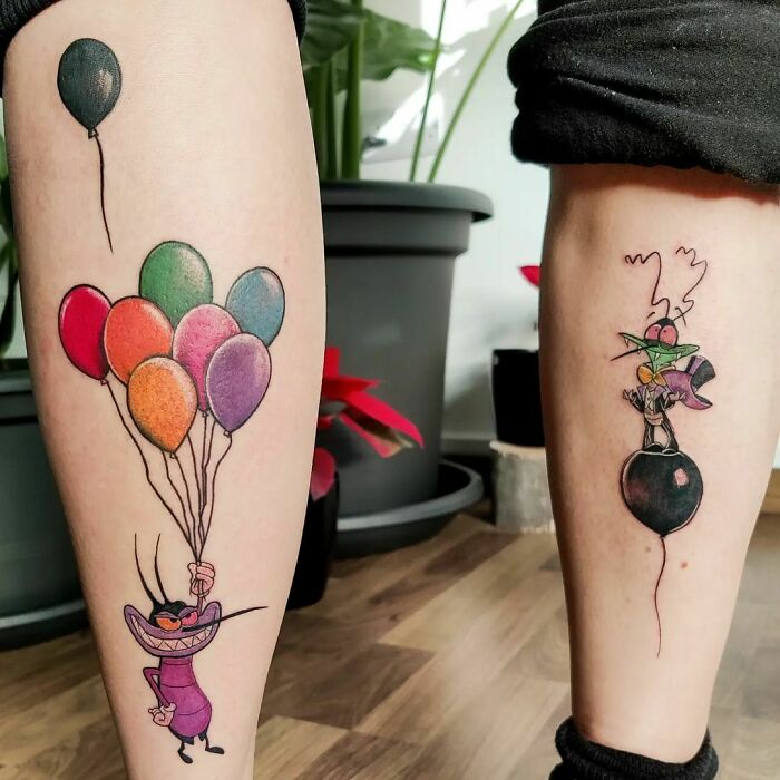 Joey And Marky From Oggy And The Cockroaches. Possibly The Coolest Matching Siblings Tattoo I've Done