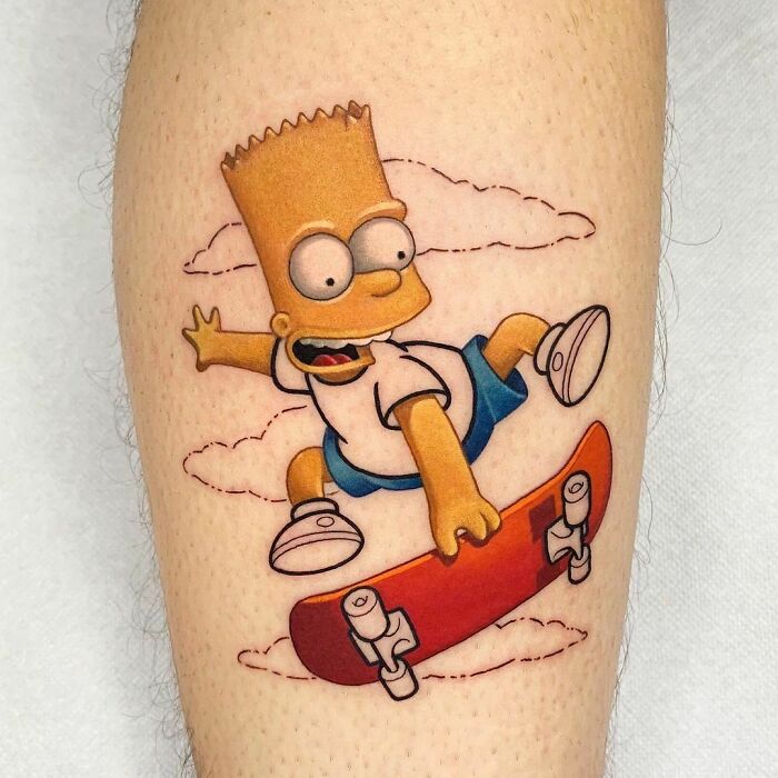 Bart Simpson skating tattoo