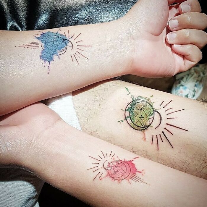 Watercolor Siblings Tattoo