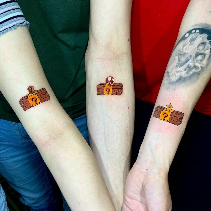 Mario Tattoo For Brothers And Sister