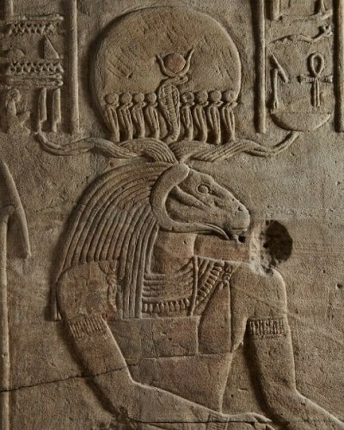 Relief On A Shrine Erected By Pharaoh Taharqa In The Court Of The Temple Of Amun Built By Him At Kawa In Nubia. Late Period, 25th Dynasty. Ca. 690-664 Bc. Now In The Ashmolean Museum, University Of Oxford