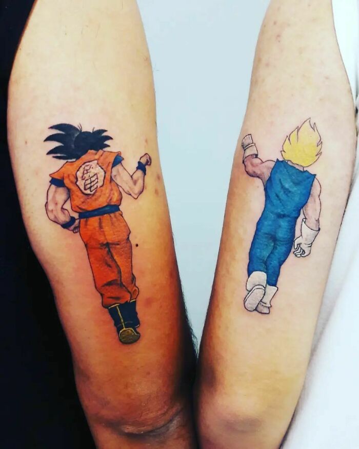 Matching Goku and Vegeta tricep tattoos