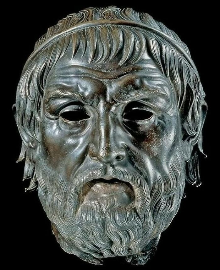Portrait Of A Greek Poet (Sophocles?) In Bronze And Copper. 2nd-1st C.bc. Hellenistic Sculpture From Asia Minor, Perhaps From Smyrna
