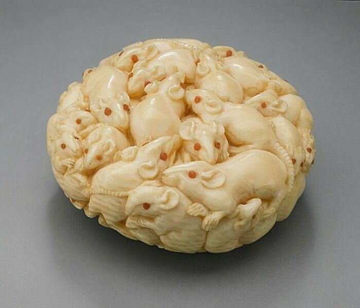 ‘A Cluster Of Rats’, A Japanese Netsuke (Small Sculpture) Dated Late 19th Century
