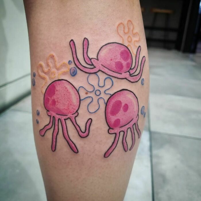 Three Jellyfishes from SpongeBob SquarePants tattoo