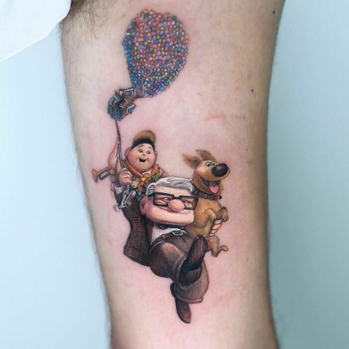Up Inspired arm tattoo