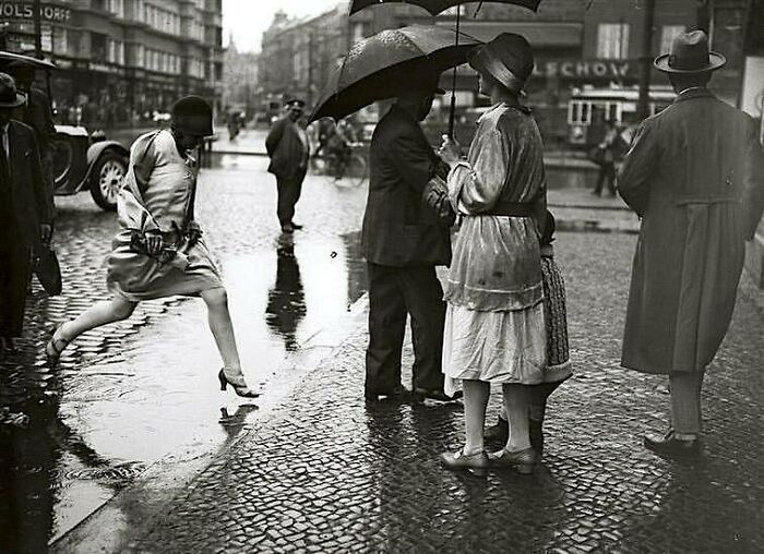 Jumping The Puddle, Berlin, 1930. Photo By Friedrich Seidenstücker