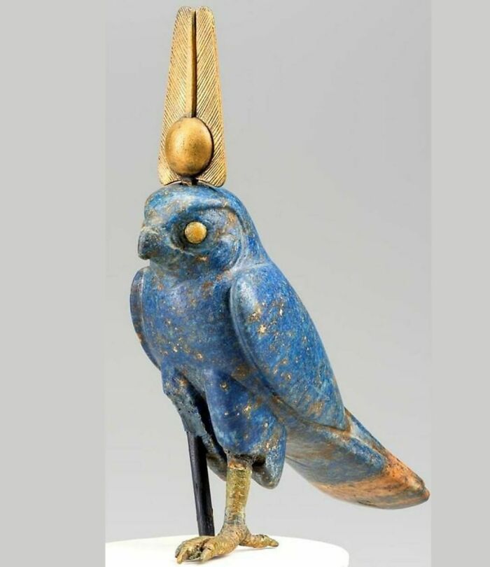 Lapis Lazuli And Gold Horus Falcon.egyptian, Late Period, Dynasty 27