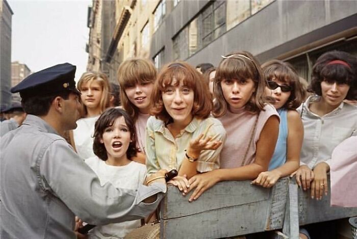 Beatles Fans Wait On A New York Street For A Chance To Glimpse Their Idols