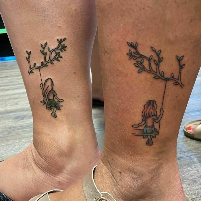 Cute best friend leg tattoos