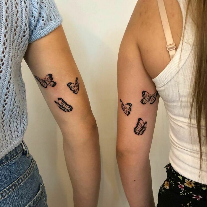Best friend butterfly arm tattoos