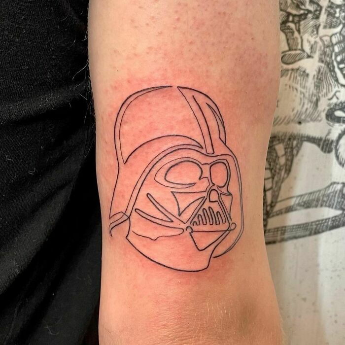 Single line Darth Vader arm tattoo