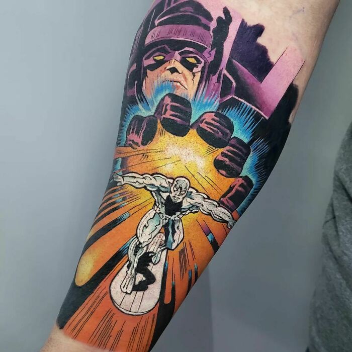 Galactus And Silver Surfer tattoo 