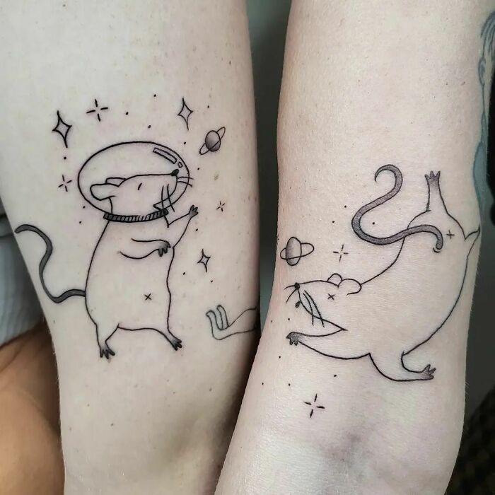 Tatuagens de rato espacial do melhor amigo