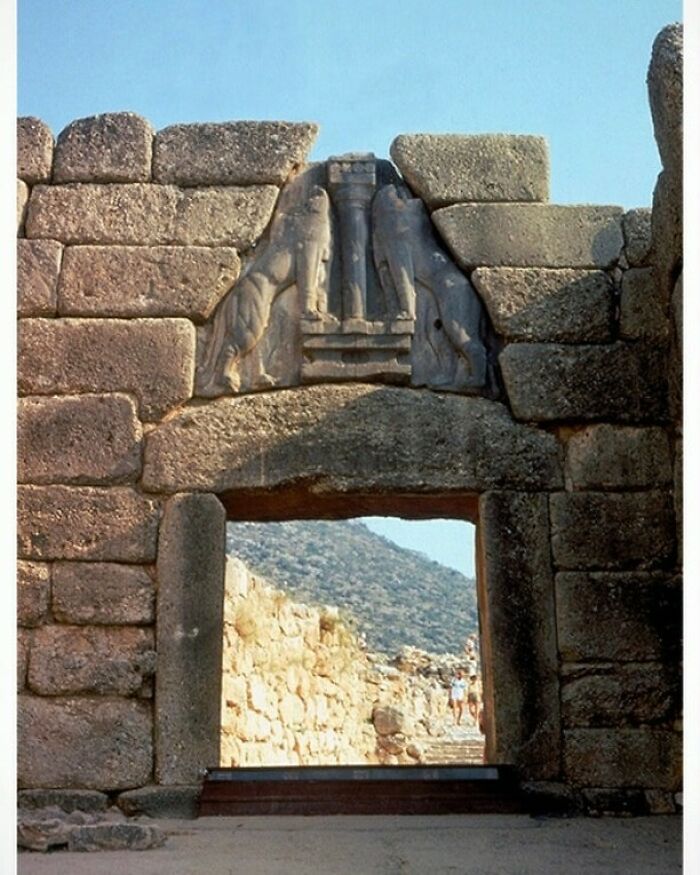 The Lion Gate Of Mycenae, C. 1250 Bcethe Entrance To Agamemnon’s Citadel Is One Of The Most Iconic Monuments In Mycenae. The Lion Heads Have Been Lost To Time, But They Were Presumably Made Of A Precious Metal