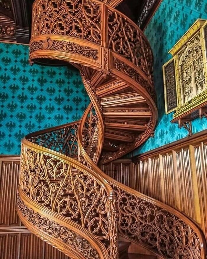 A Gothic-Styled Spiral Staircase Carved From A Single Tree In 1851, In Lednice Castle, Czech Republic, As A Symbol Of Progressing Toward The Ultimate Step, With Our Goals
