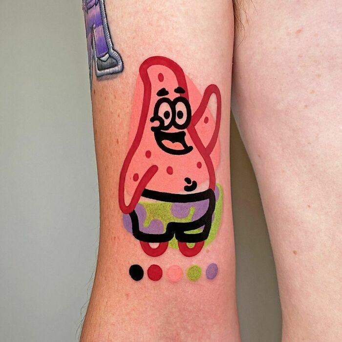 Unique Patrick Star arm tattoo