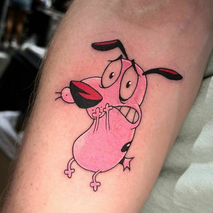 Courage The Cowardly Dog arm tattoo 