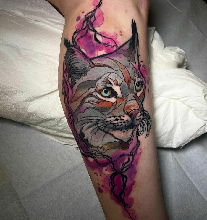 Lynx Watercolor Tattoo