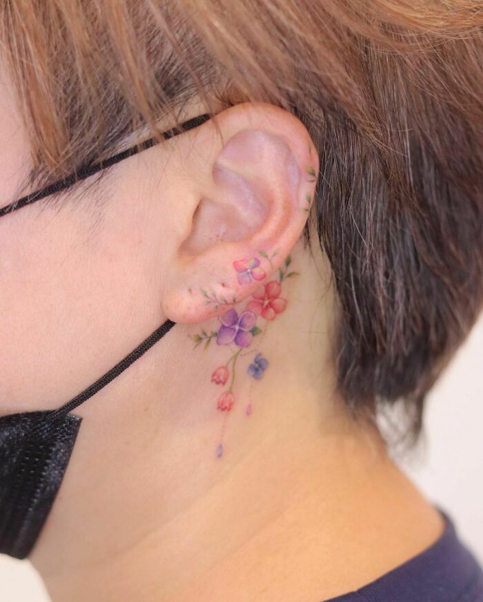 Boho Inspired Tattoo Idea  Ear tattoo Back ear tattoo Tattoos