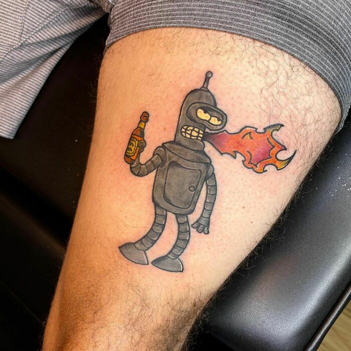 Futurama inspired thigh tattoo