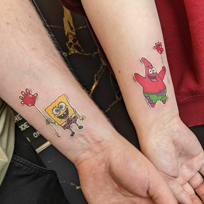 SpongebBob And Patrick Star Tattoos
