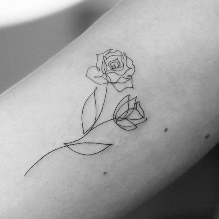 Single line rose tattoo