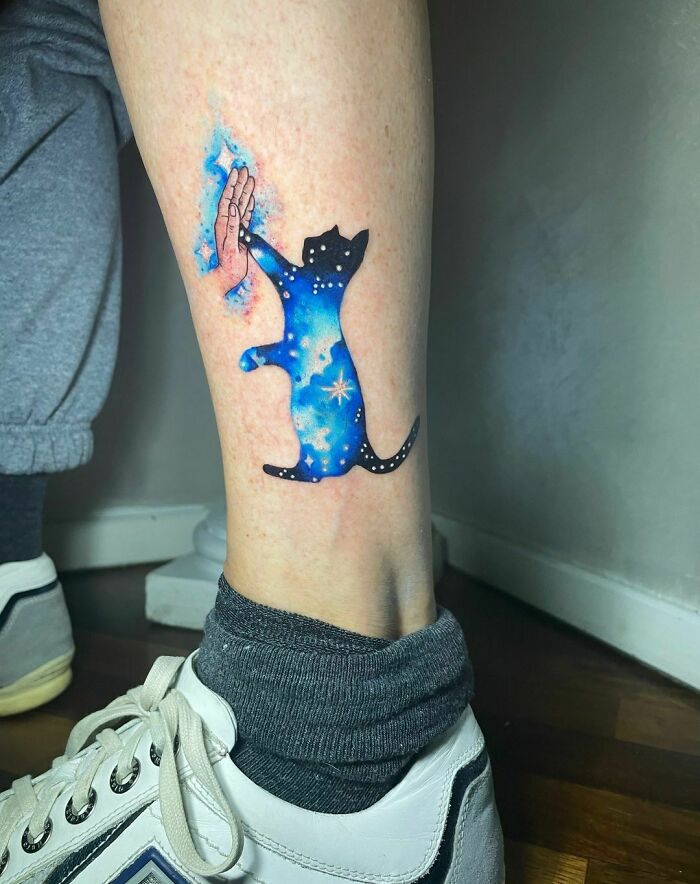 My watercolor abstract cat   rtattoo